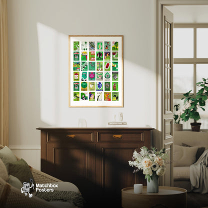 Green Collage Print - vintage matchbox label print - framed wall art preview