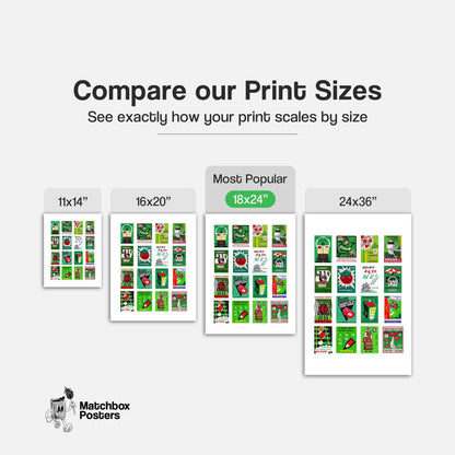 Green and Red Collage - vintage matchbox label print - office wall