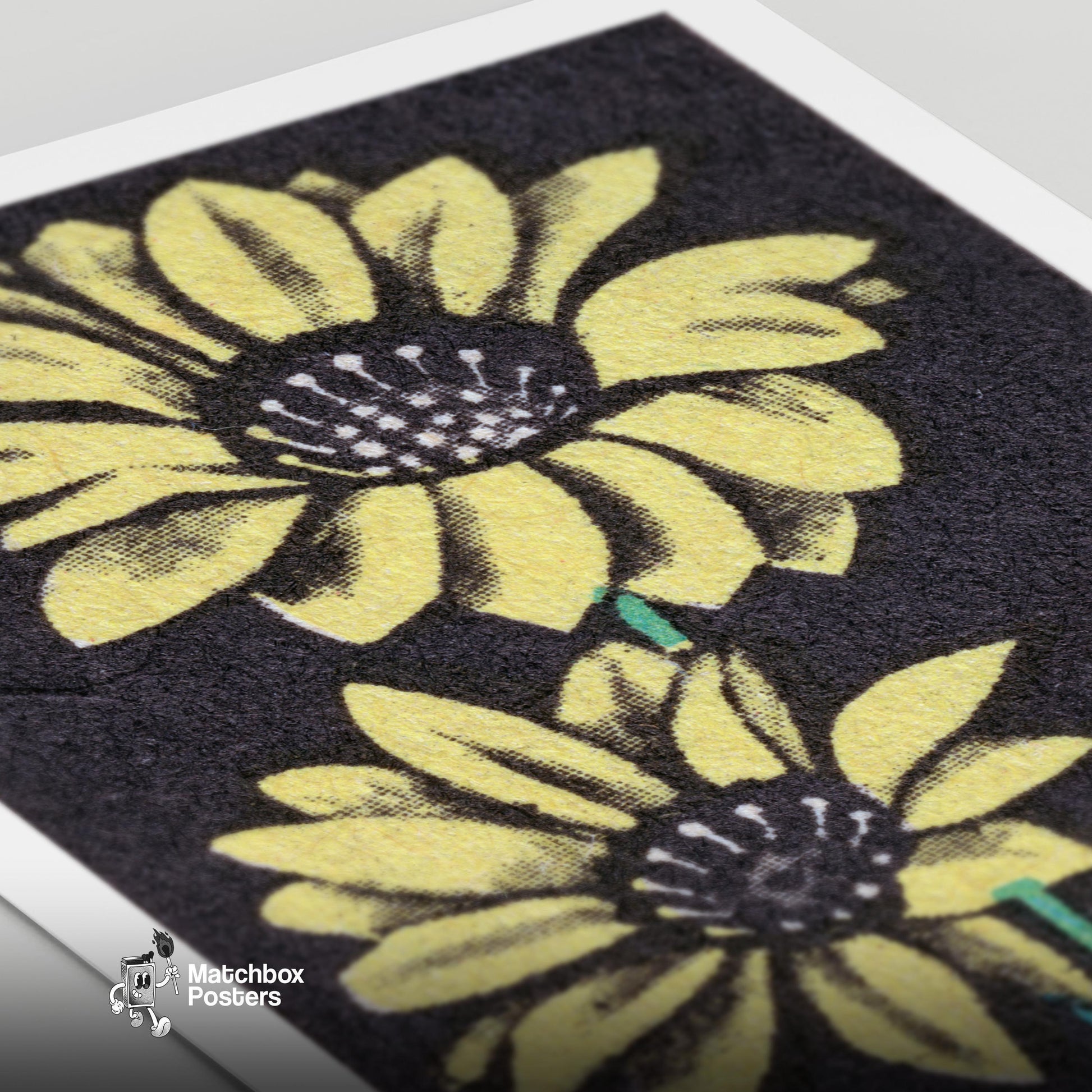 Yellow Gazania - vintage matchbox label print - close-up detail