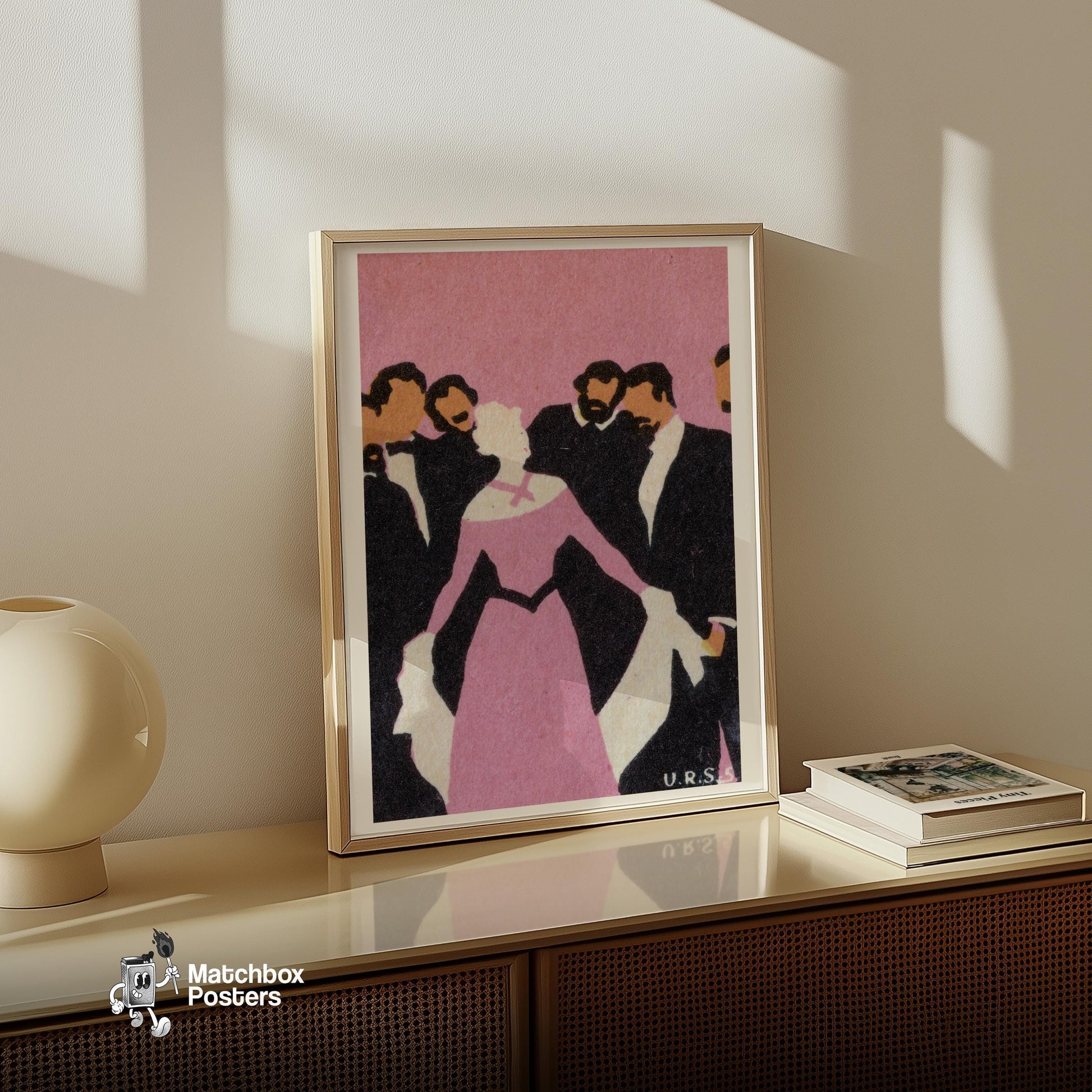 Formal Gathering - vintage matchbox label print - size comparison