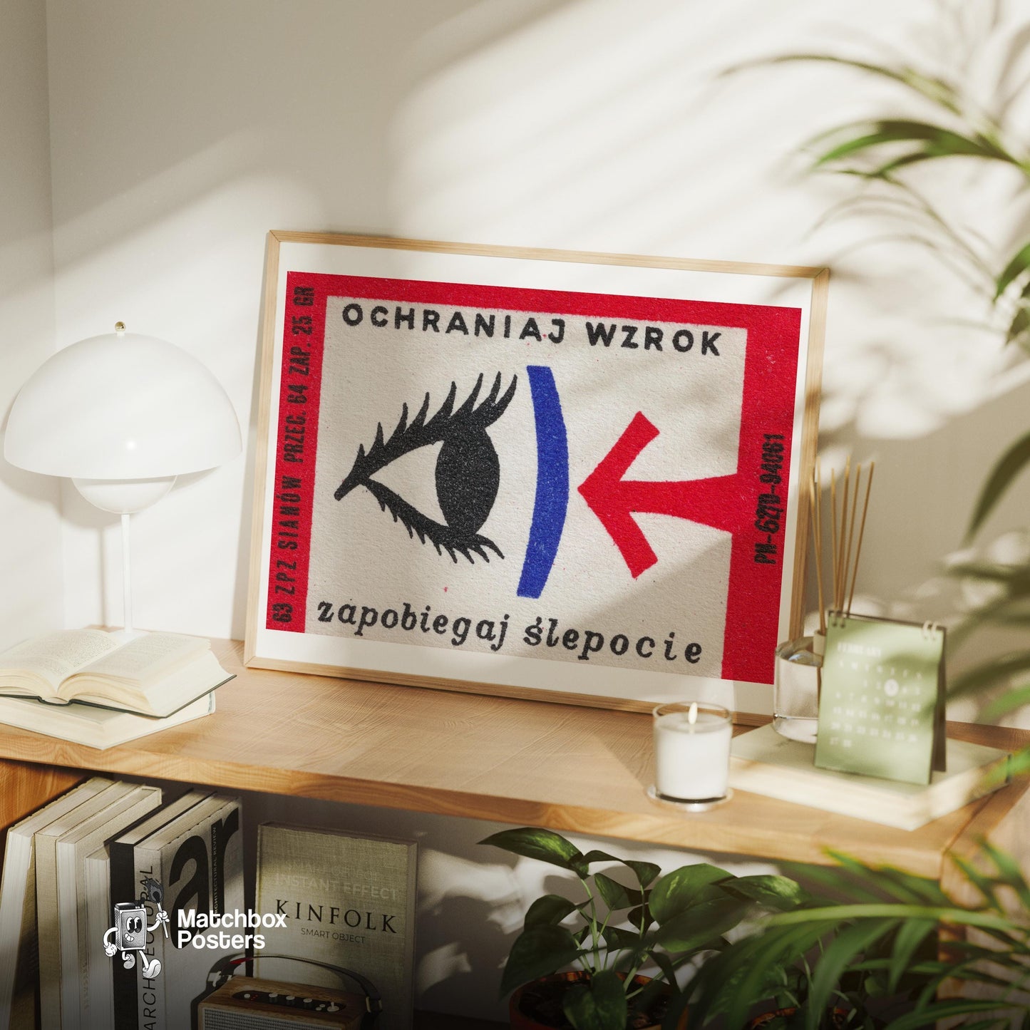 Eye with Arrow - vintage matchbox label print - office wall