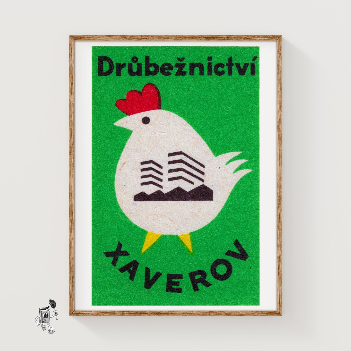 Chicken - vintage matchbox label print