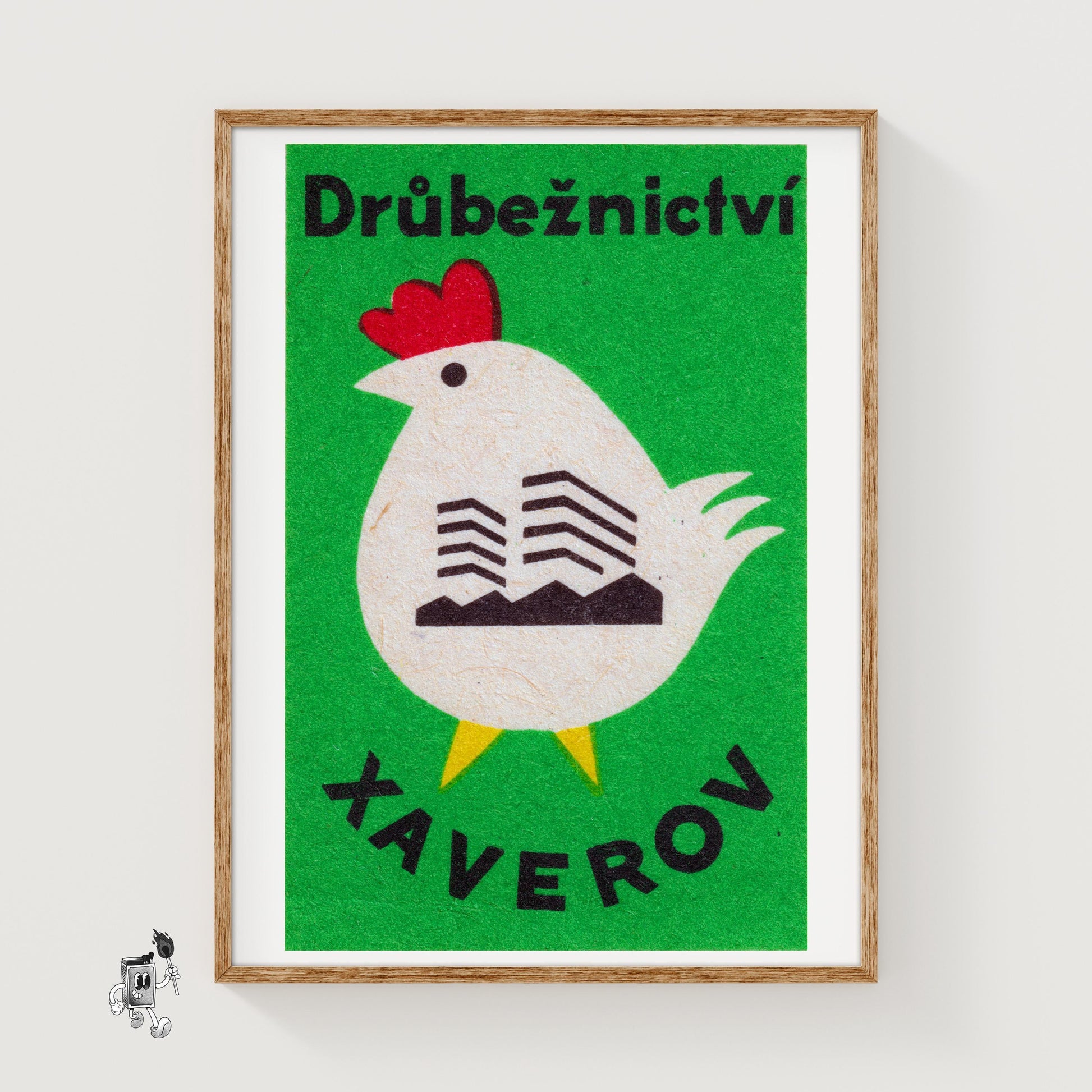 Chicken - vintage matchbox label print