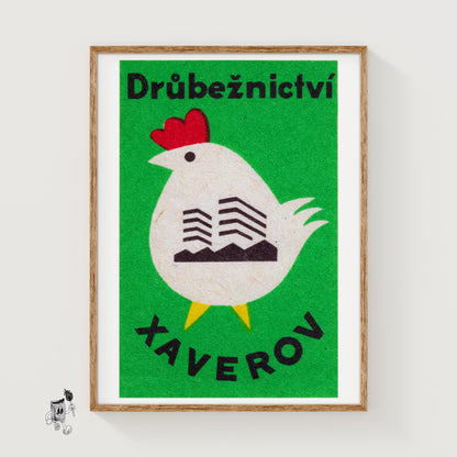 Chicken - vintage matchbox label print