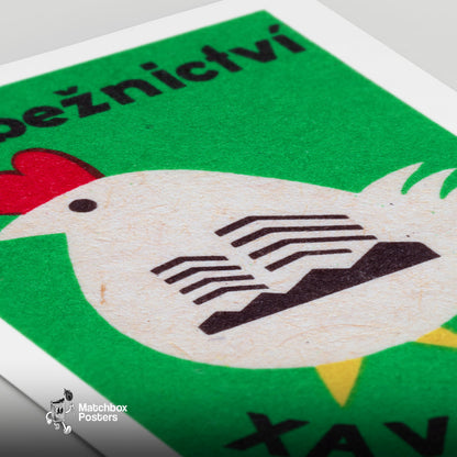 Chicken - vintage matchbox label print - close-up detail