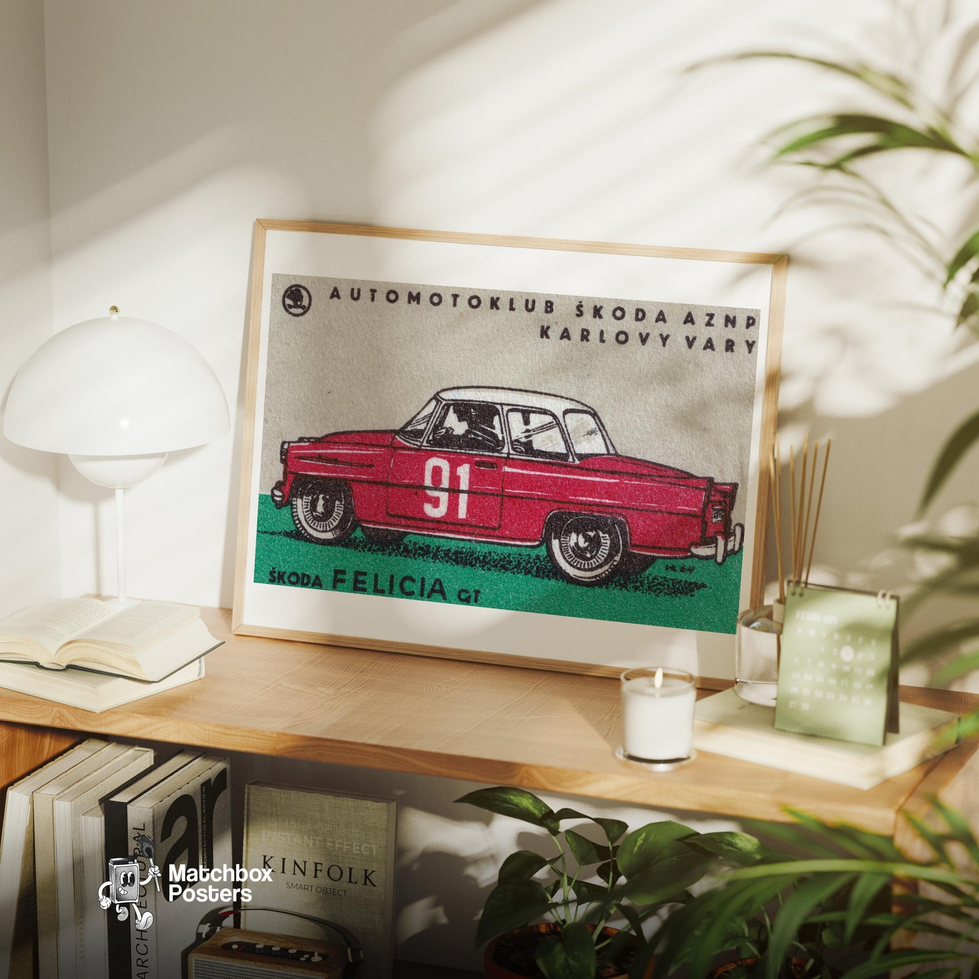 Czech Sports Car - vintage matchbox label print - office wall