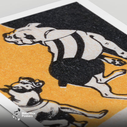 Bulldogs - vintage matchbox label print - close-up detail