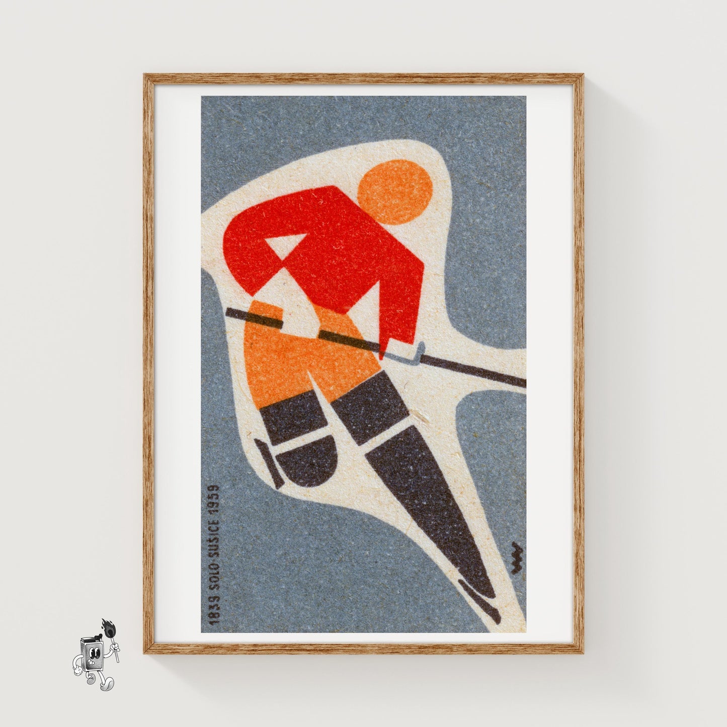 Ice Hockey Player - vintage matchbox label print