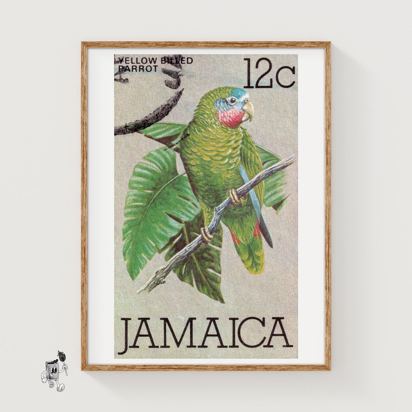 Green Parrot - vintage matchbox label print