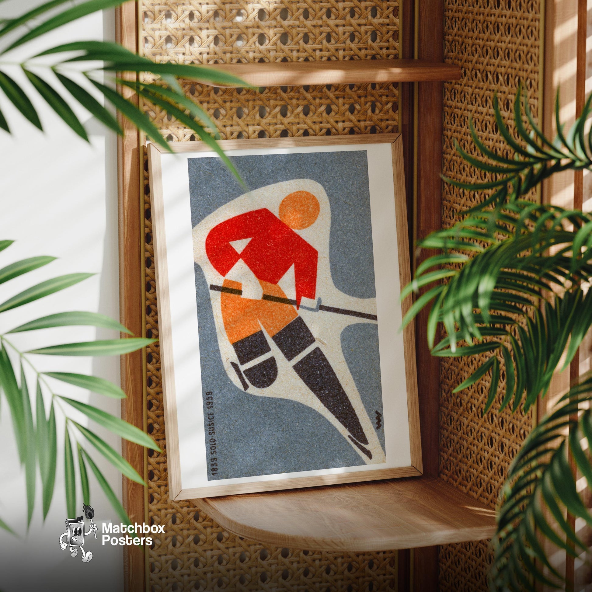 Ice Hockey Player - vintage matchbox label print - office wall