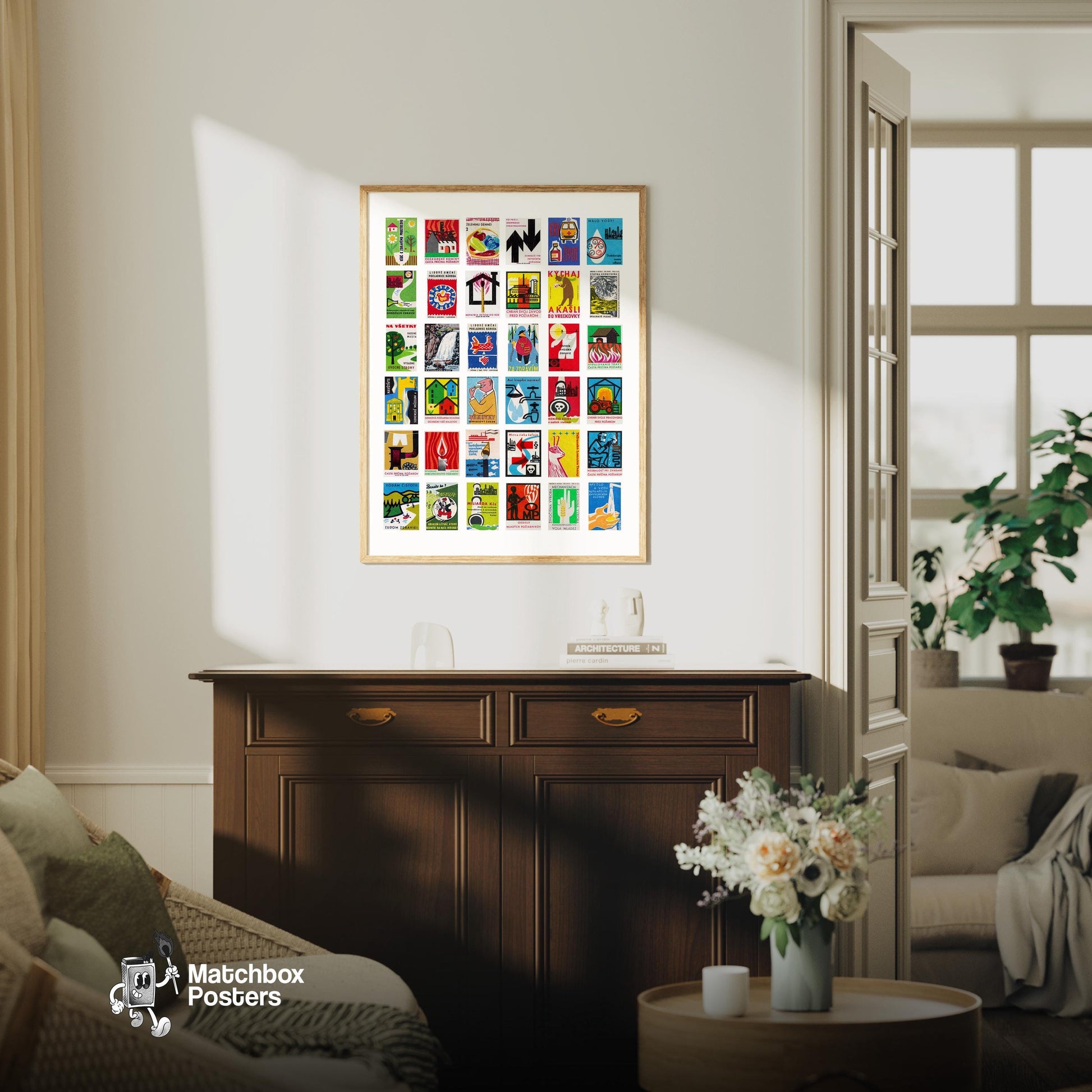 Czechoslovakian - vintage matchbox label print - framed wall art preview