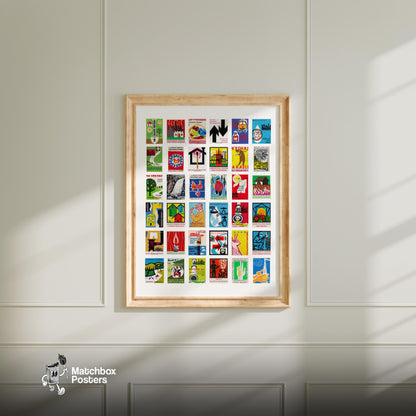 Czechoslovakian - vintage matchbox label print - living room mockup