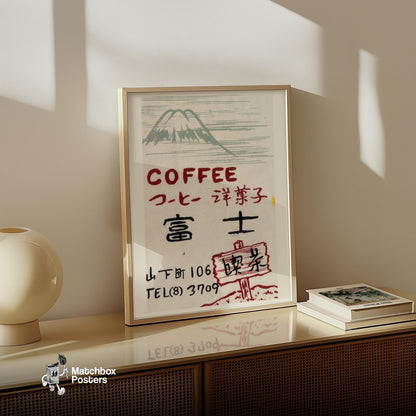 Mountain Coffee - vintage matchbox label print - size comparison