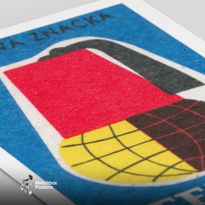 Fez Hat Globe - vintage matchbox label print - close-up detail