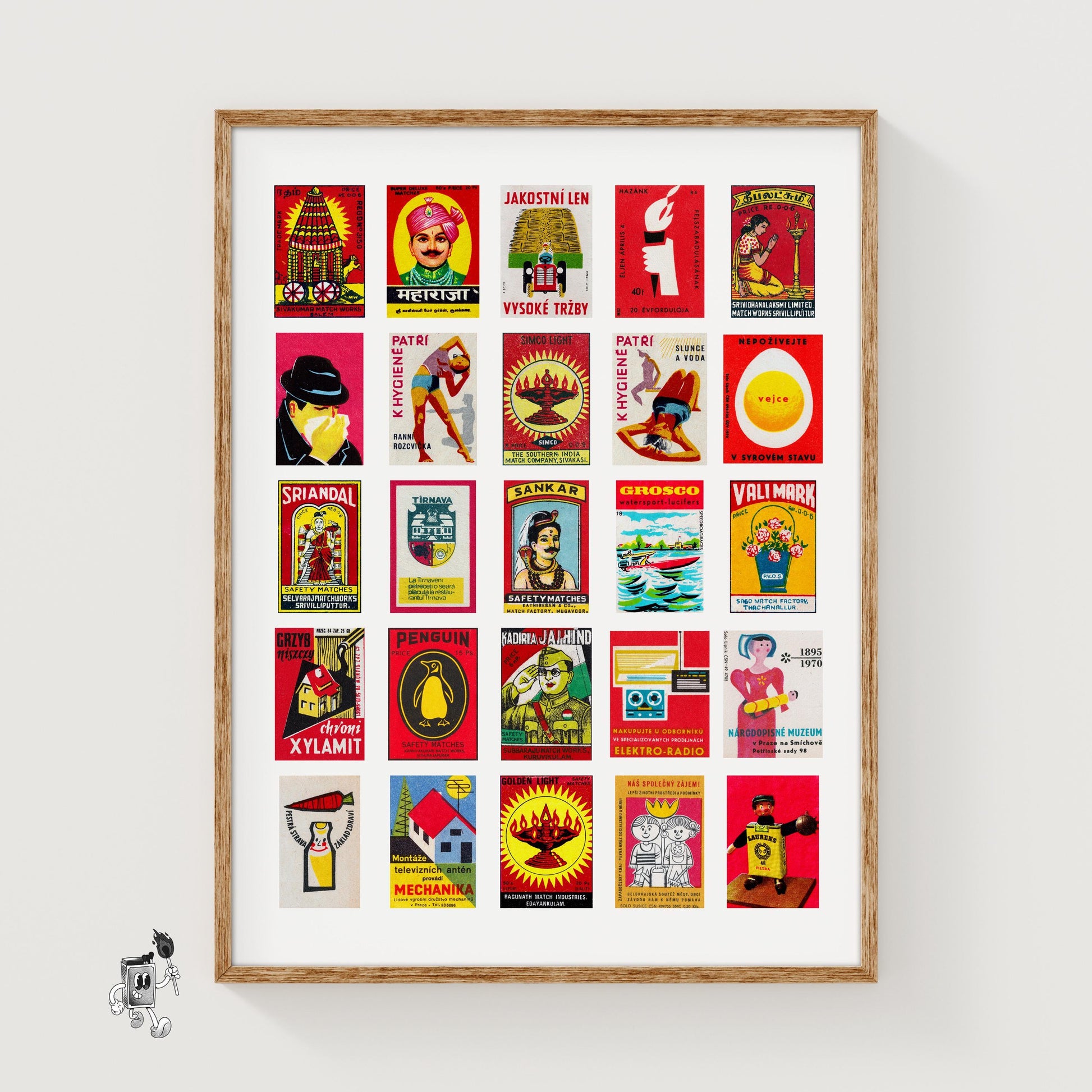 Red matchbox labels Collage - vintage matchbox label print