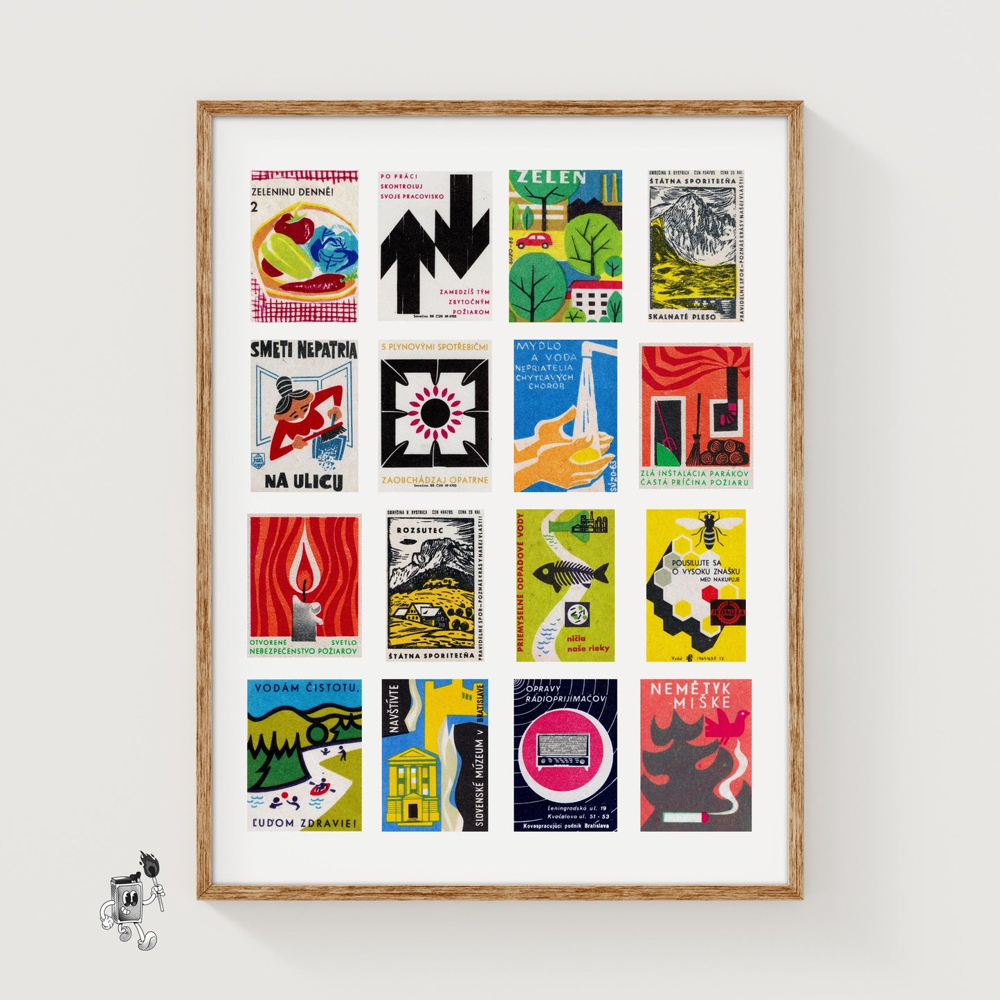 Slovak Grid Print - vintage matchbox label print