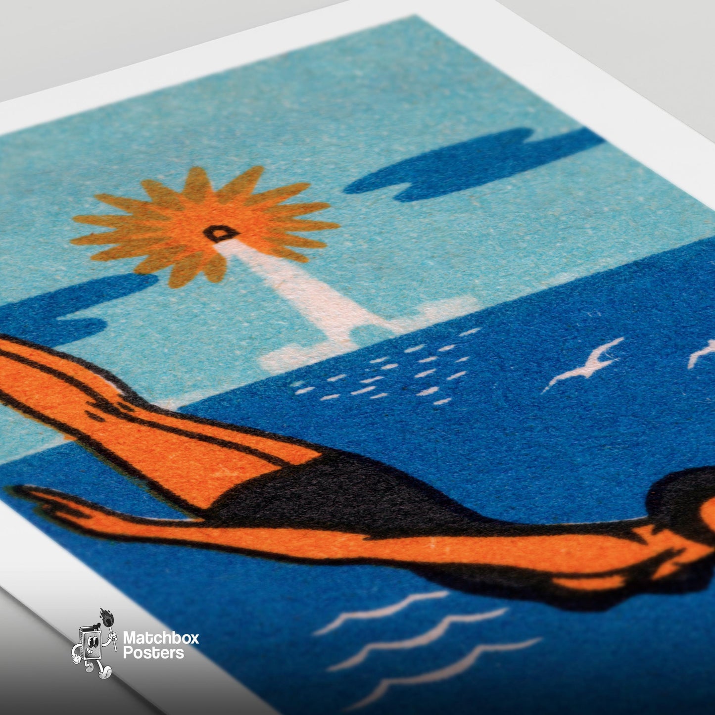 Diver - vintage matchbox label print - close-up detail