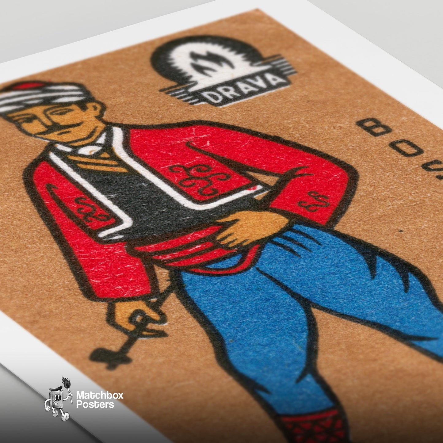 Man Bosna - vintage matchbox label print - close-up detail