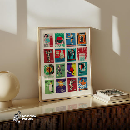 Lithuanian - vintage matchbox label print - bedroom mockup