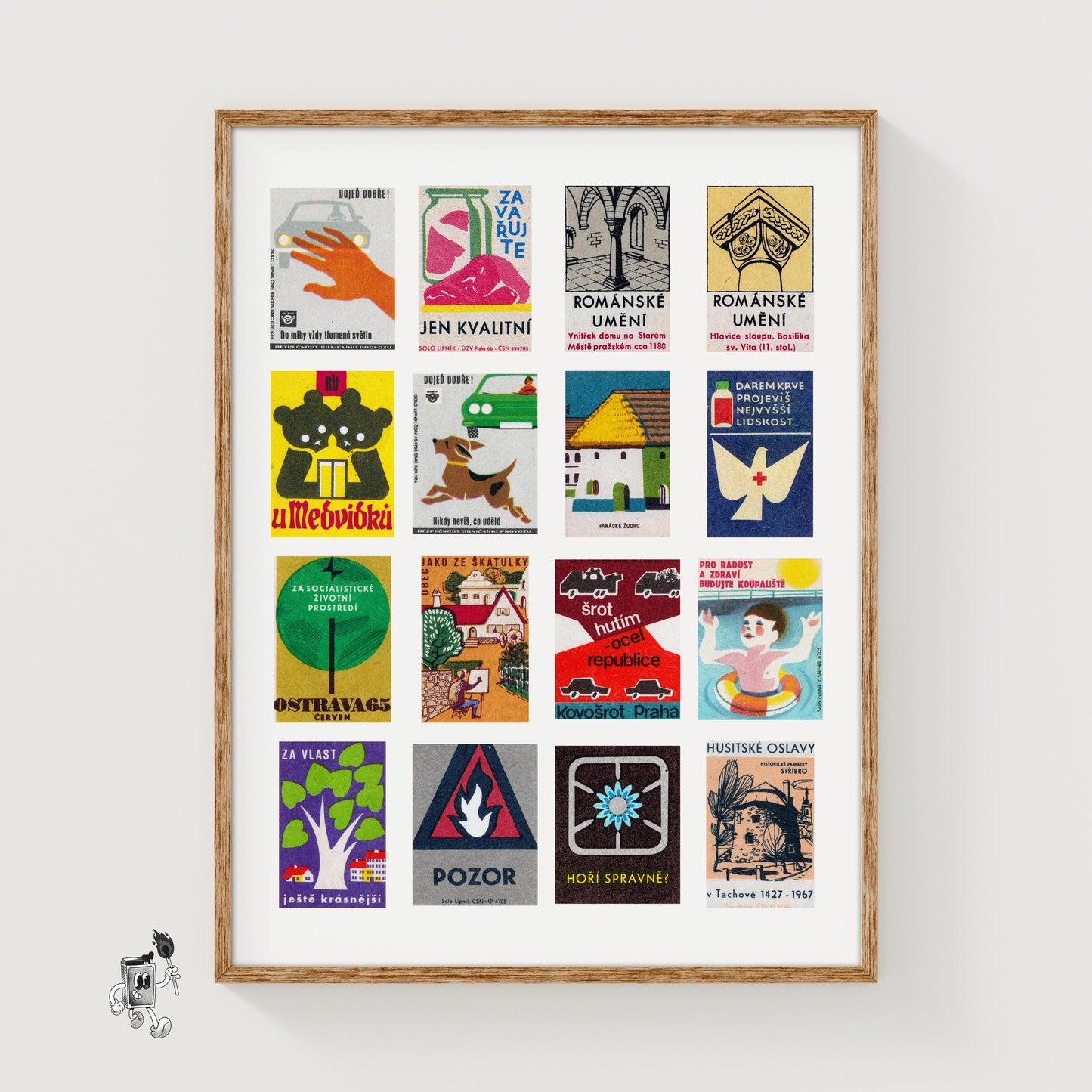 Czechs Grid Print - vintage matchbox label print