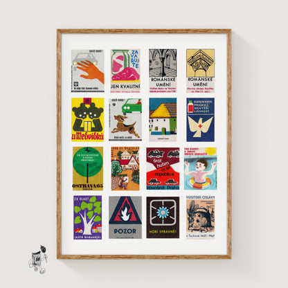 Czechs Grid Print - vintage matchbox label print