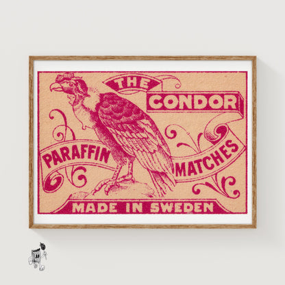 Purple Condor - vintage matchbox label print