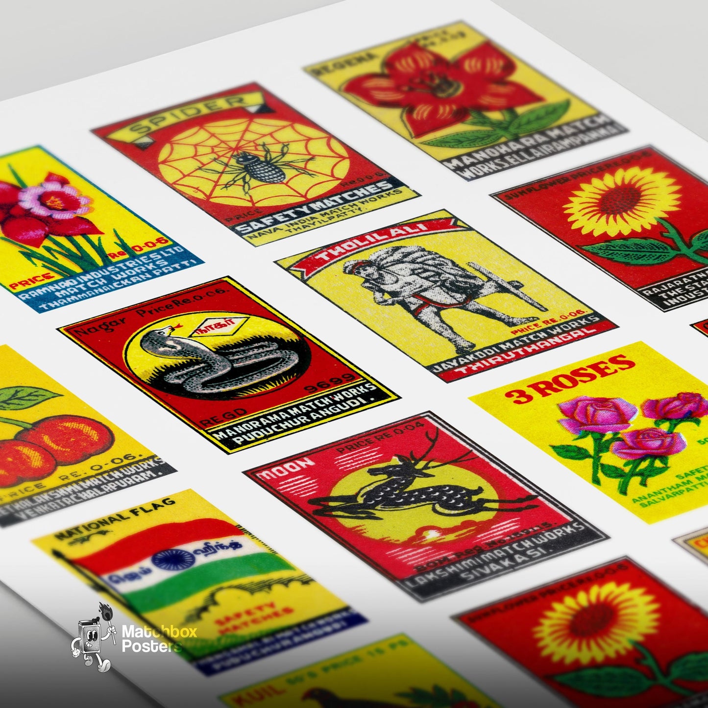 Art Print - vintage matchbox label print - close-up detail
