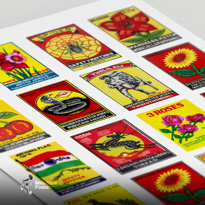 Art Print - vintage matchbox label print - close-up detail