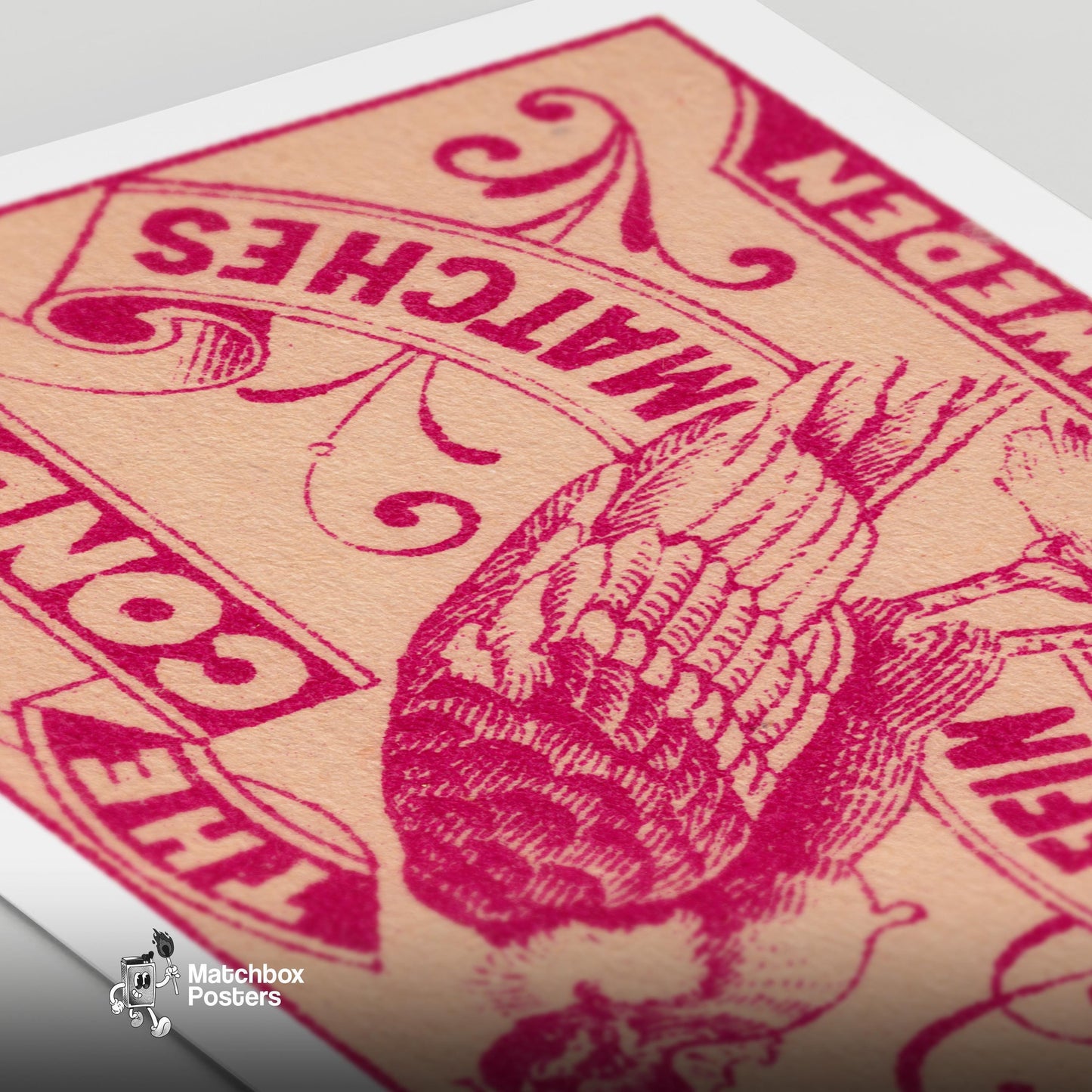 Purple Condor - vintage matchbox label print - close-up detail