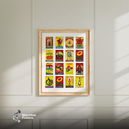 Art Print - vintage matchbox label print - living room mockup