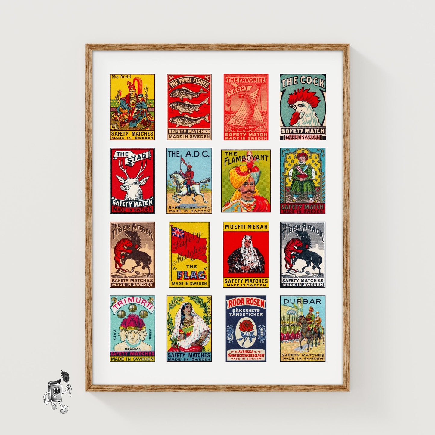 Swedishs Grid Print - vintage matchbox label print