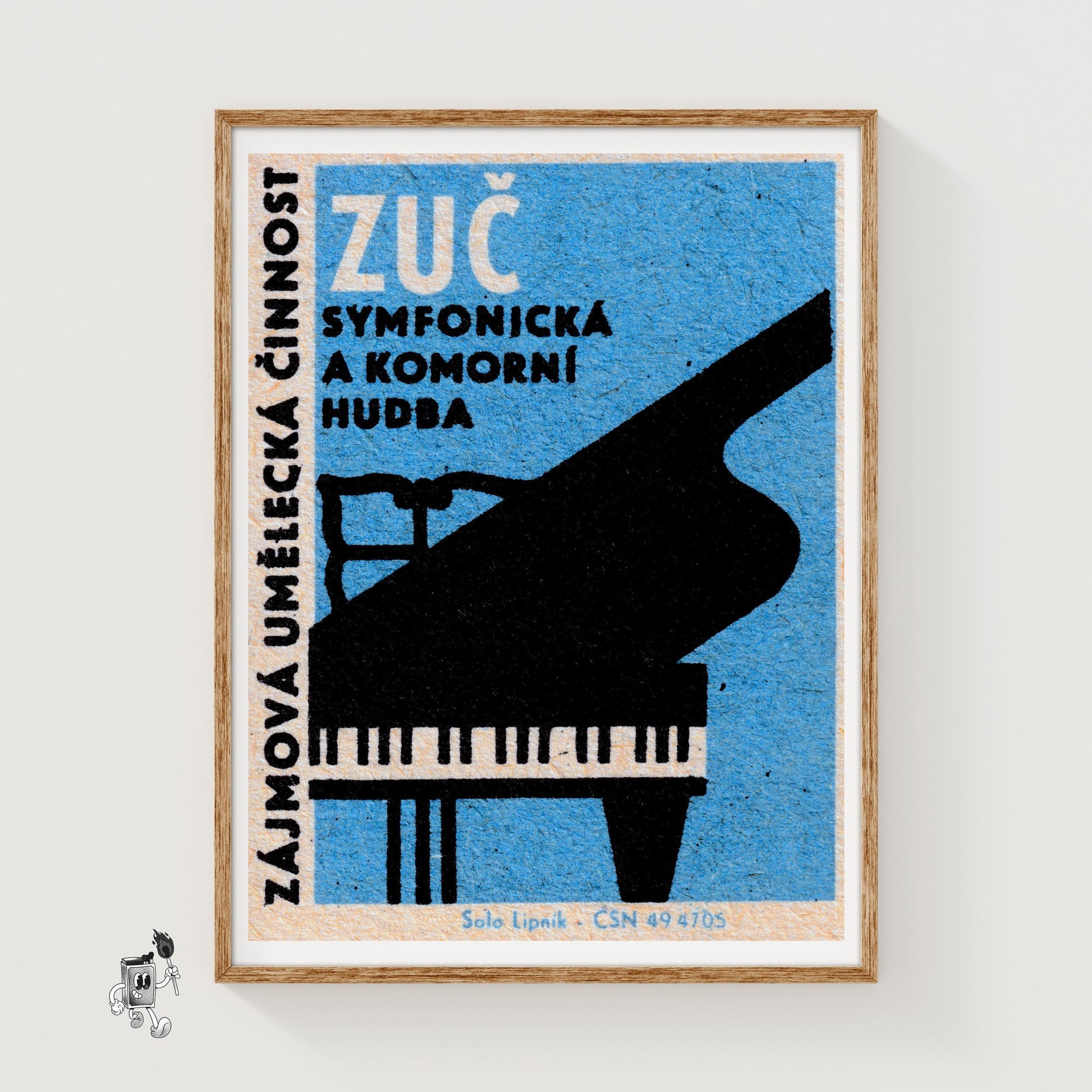 Grand Piano - vintage matchbox label print