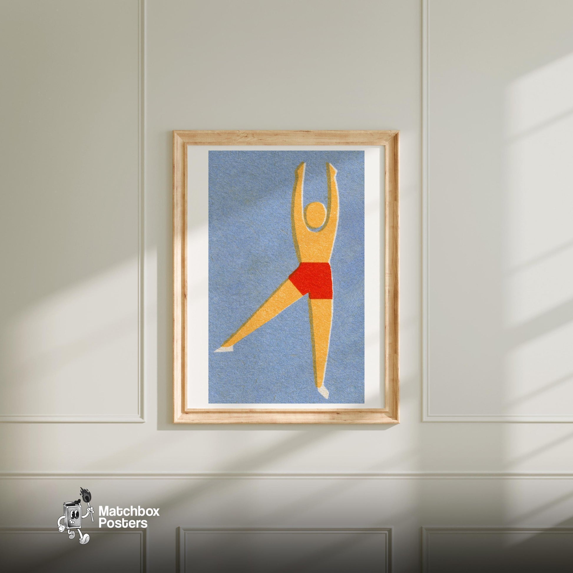 Dancing Man - vintage matchbox label print - bedroom mockup