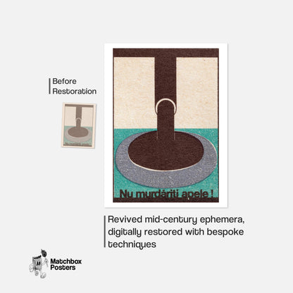 Stylized Faucet Romania - vintage matchbox label print - framed wall art preview