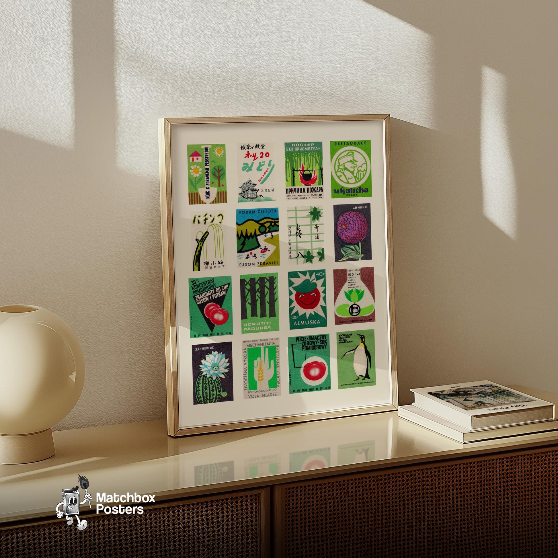 Collection Of Vintages - vintage matchbox label print - bedroom mockup