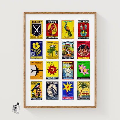 Hindis Grid - vintage matchbox label print