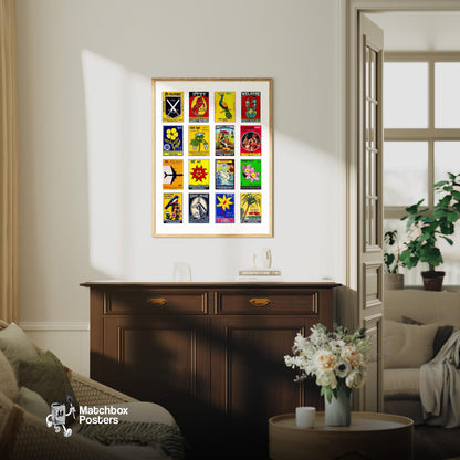 Hindis Grid - vintage matchbox label print - framed wall art preview