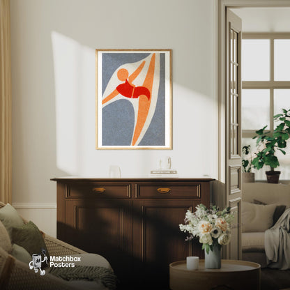 Flexibility - vintage matchbox label print - living room mockup