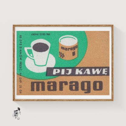 Coffee Cup - vintage matchbox label print