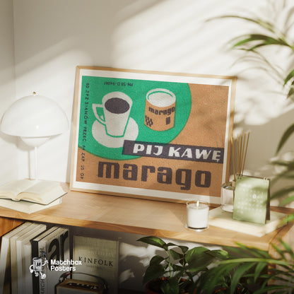 Coffee Cup - vintage matchbox label print - office wall