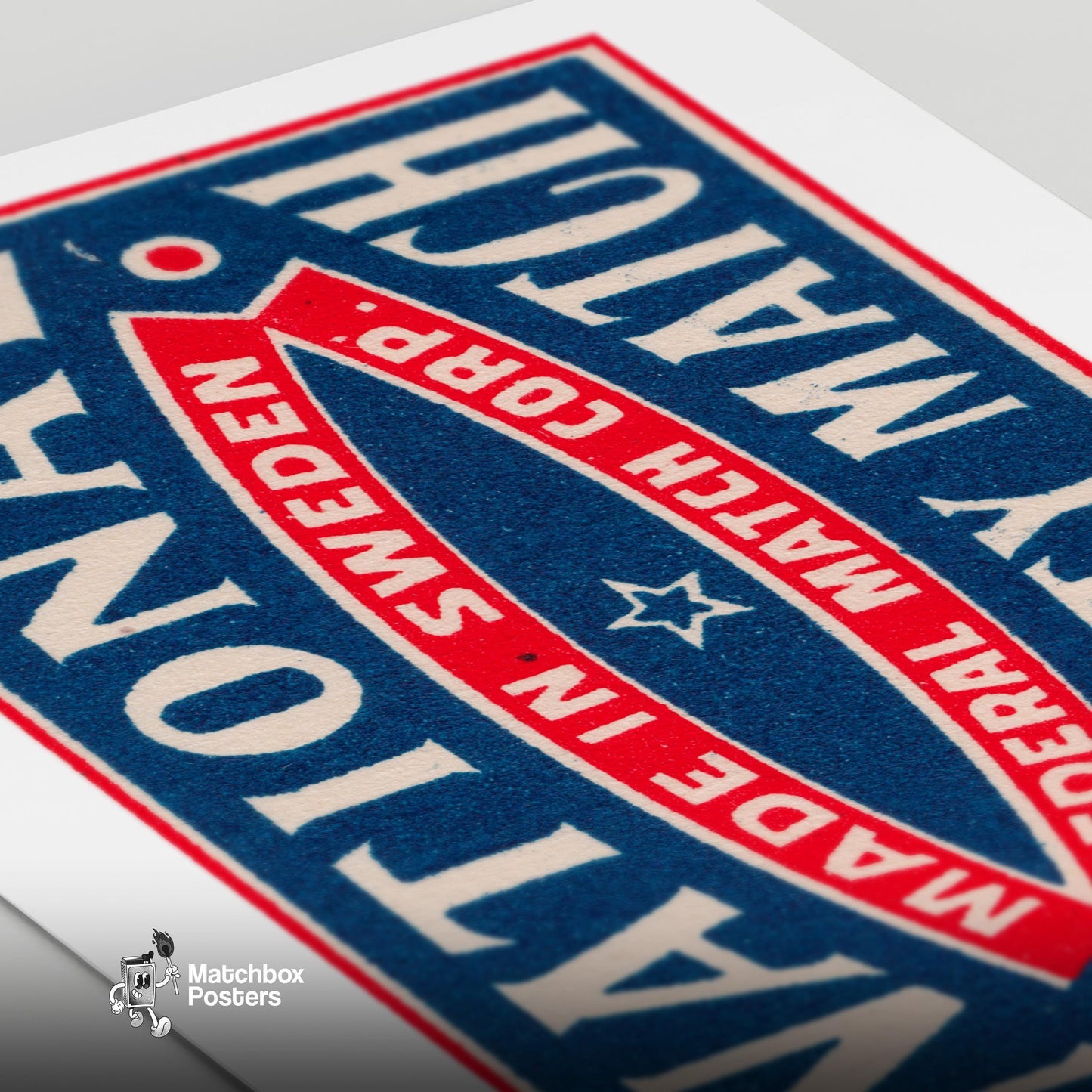 National Safety - vintage matchbox label print - close-up detail