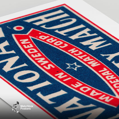 National Safety - vintage matchbox label print - close-up detail