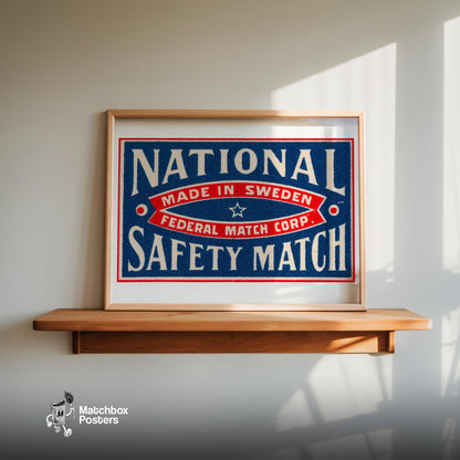 National Safety - vintage matchbox label print - size comparison