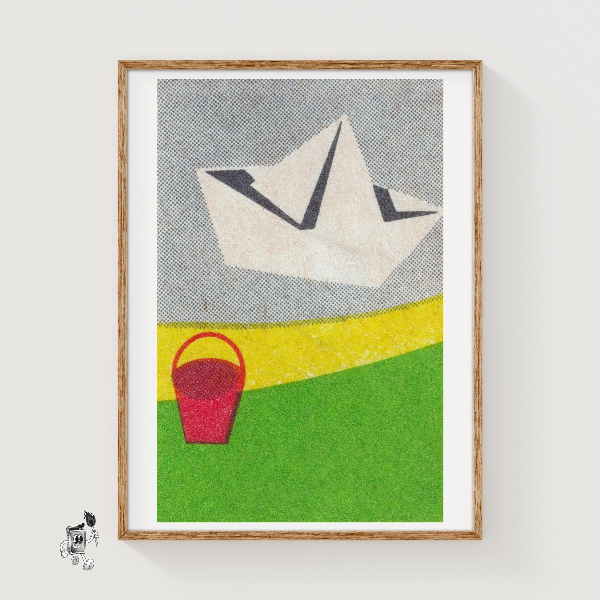 Paper Boat - vintage matchbox label print