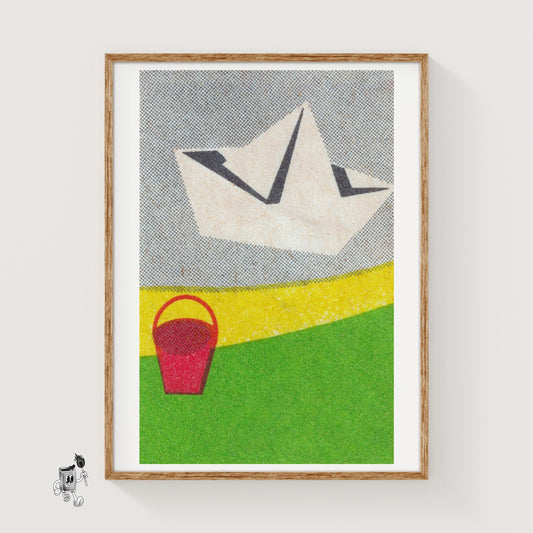 Paper Boat - vintage matchbox label print