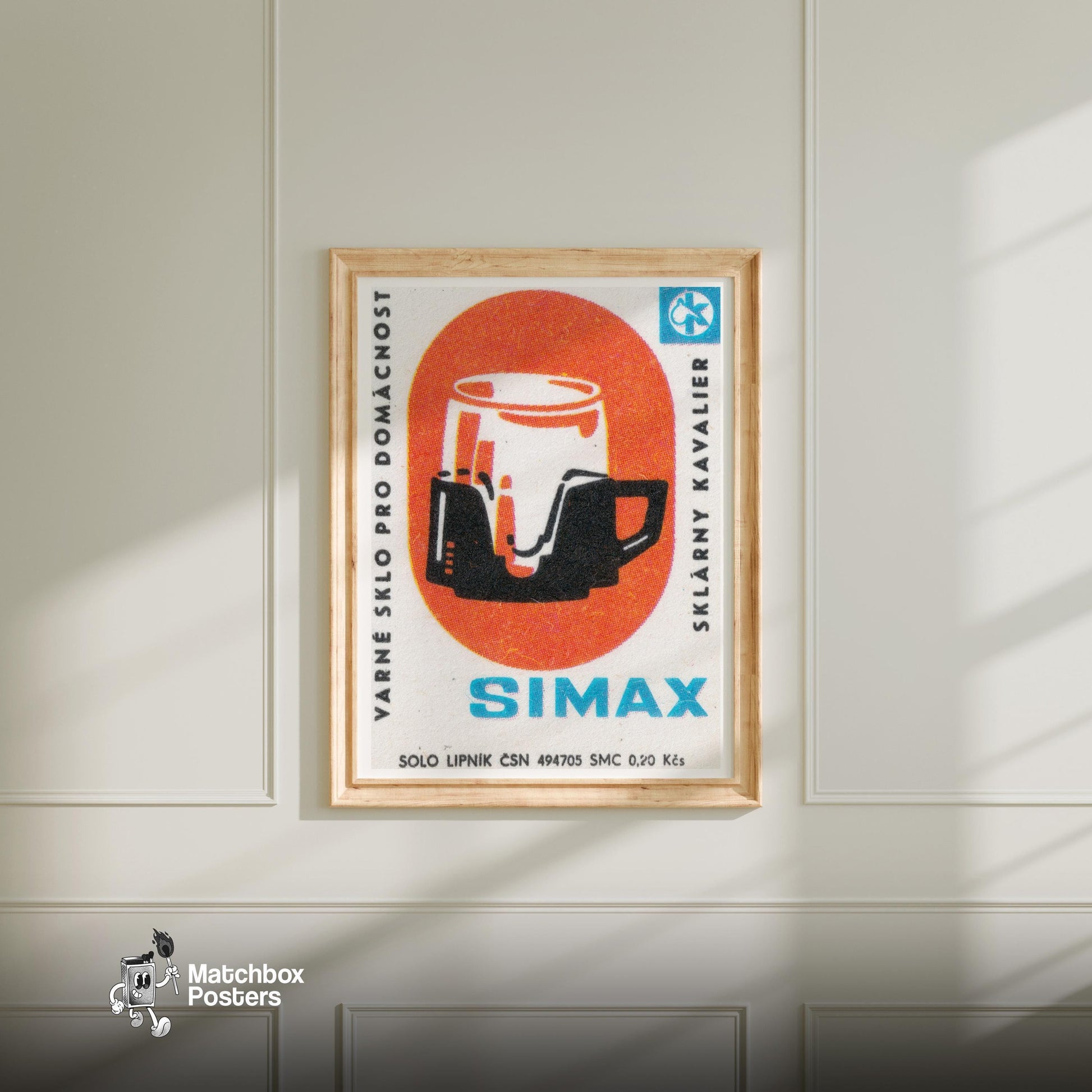 Coffee Pot - vintage matchbox label print - bedroom mockup