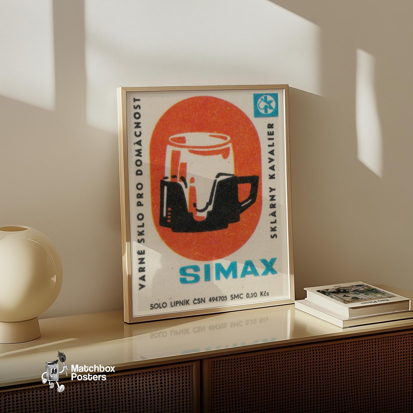 Coffee Pot - vintage matchbox label print - size comparison
