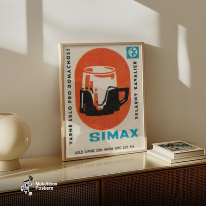 Coffee Pot - vintage matchbox label print - size comparison