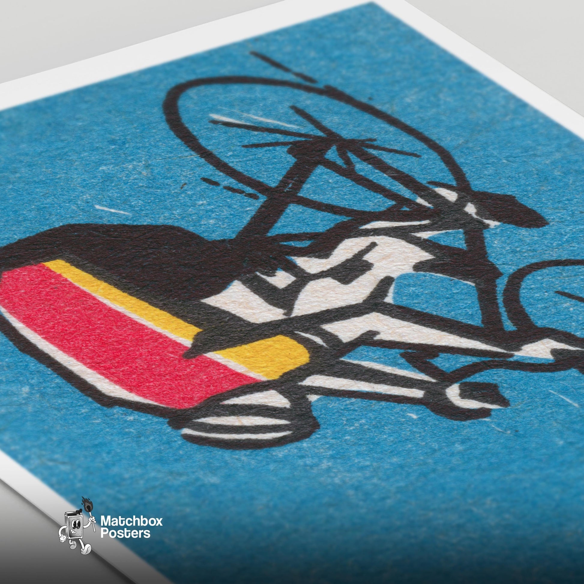 Cyclist - vintage matchbox label print - close-up detail