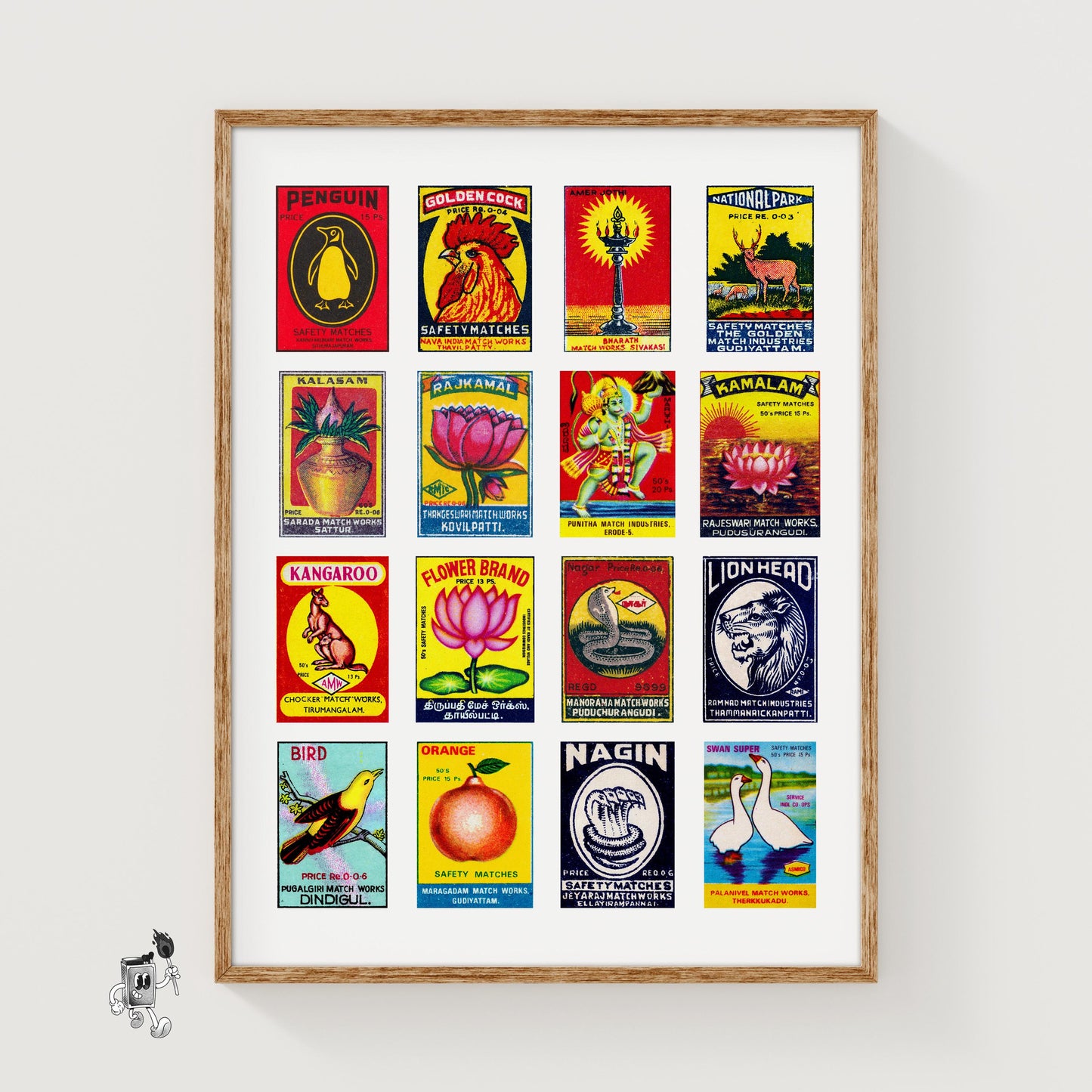 Matchbox Label Collage: Tamil Vintage Typography - vintage matchbox label print